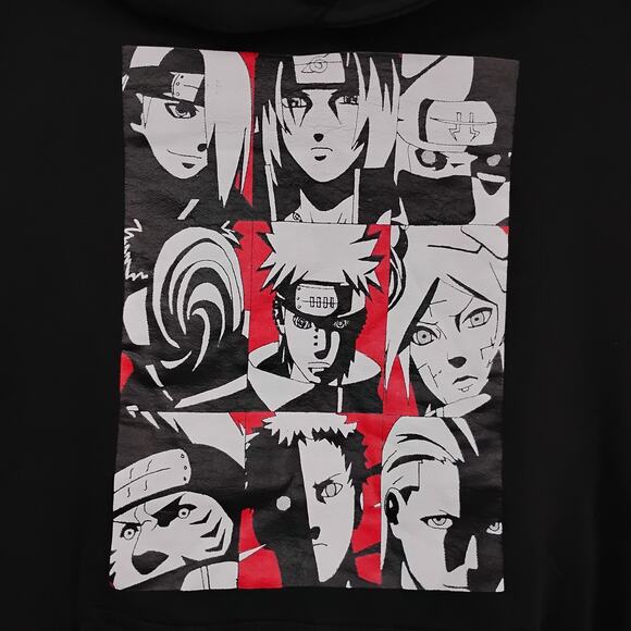 Naruto Shippuden Akatsuki Anime Hoodie Size Large Black with Red Graphics - Picture 3 of 7